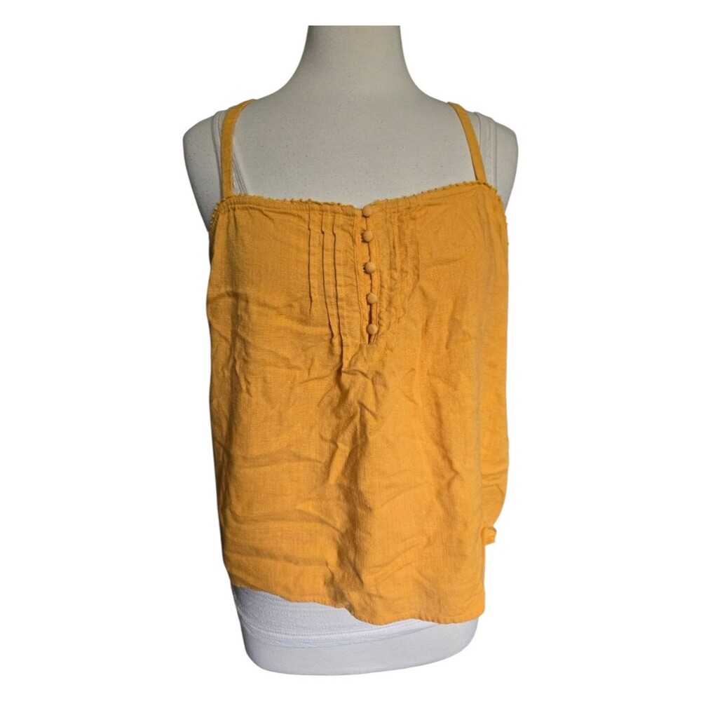 Sonoma Now + Gen Mustard Yellow Linen-Blend Pintuck Tank Top - XL